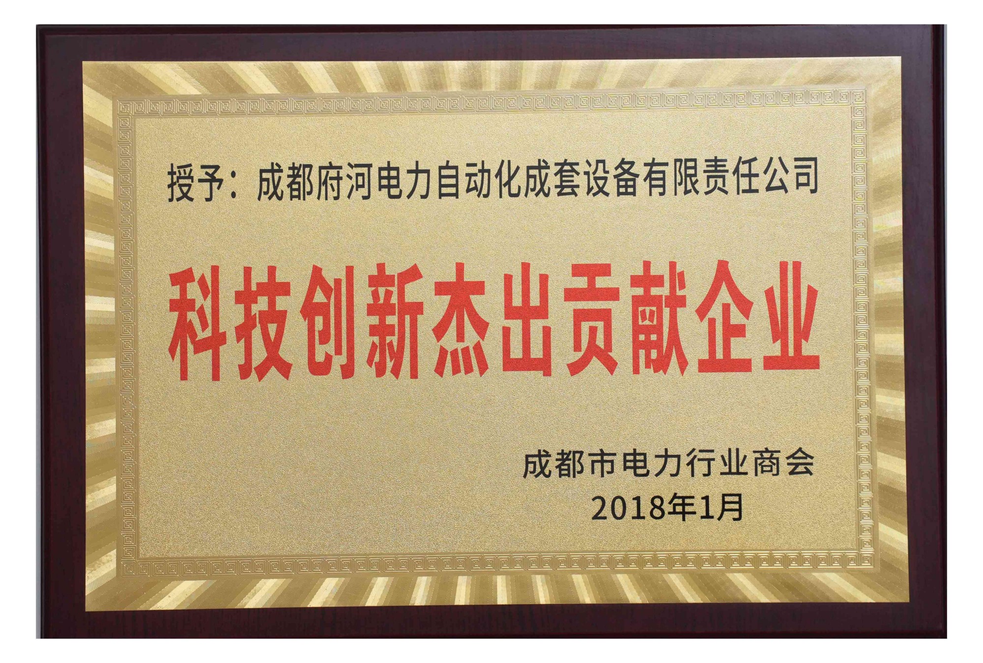 成都府河電力自動化成套設備有限責任公司 科技創新杰出貢獻企業